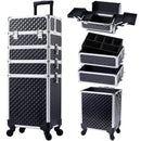 Axyaa 4 in 1 Rolling Makeup Train Case with Key, Wheels, Large Capacity