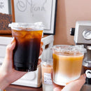 Axyaa 16oz Clear Plastic Coffee Cups with Straight Covers, 20pcs Smoothie Cups