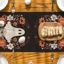 Axyaa Cute Ghost Chrysanthemum Table Runner - Halloween Party Decor and Dresser Table Accent