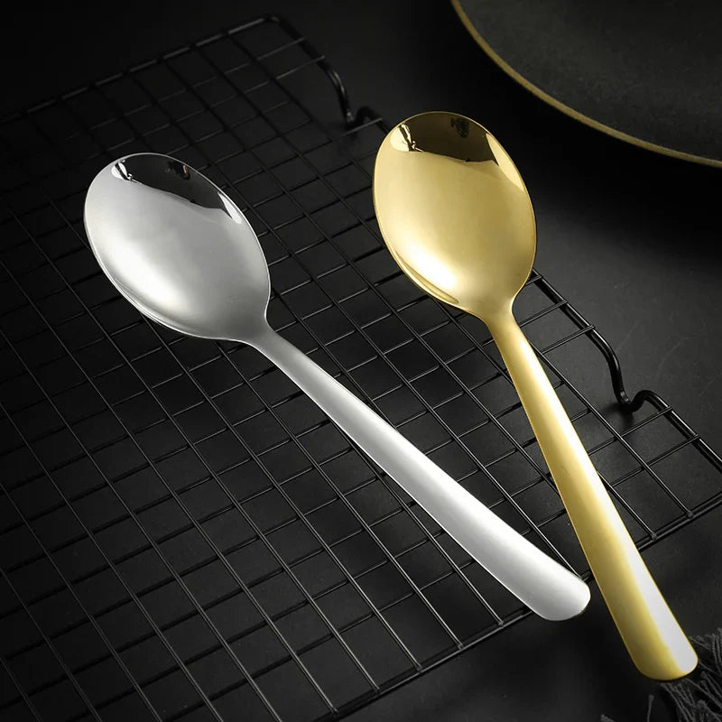 Axyaa Stainless Steel Long Handle Soup Spoon Colander Mixing Teaspoon Set