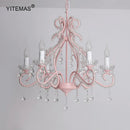 Axyaa Pink Crystal Chandelier for Daughter's Princess Room, Cute Girls Bedroom Lighting