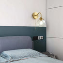 Axyaa Copper Wall Sconce Lamp with Pull Chain, LED Glass Ball Stair Light