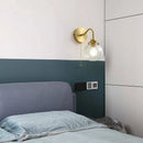 Axyaa Modern Glass Ball Wall Sconce with Pull Chain, Copper Finish