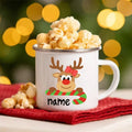 Personalized Deer Christmas Enamel Cups Custom Name Hot Cocoa Sibling Mug Axyaa
