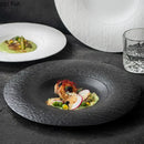 Axyaa Matte Stone Pattern Ceramic Shallow Plate for Sushi, Steak, Salad & Desserts