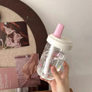 Axyaa Cute Bow Tumbler 500ml: Kawaii Reusable Drink Cup for Bubble Tea, Coffee, Juice