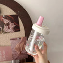 Axyaa Cute Bow Tumbler Water Bottle - 500ml Aesthetic Reusable Cup