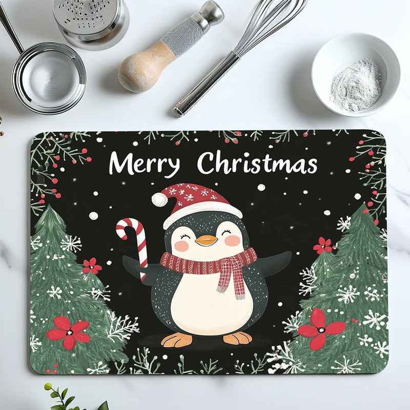 Axyaa Christmas Candy Drying Mat: Absorbent Dish Placemat for Table Cup Drying Mats