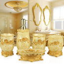 Axya Resin Bathroom Essentials Set: Dispenser, Dish, Toothpaste Holder, Tumbler, Tray
