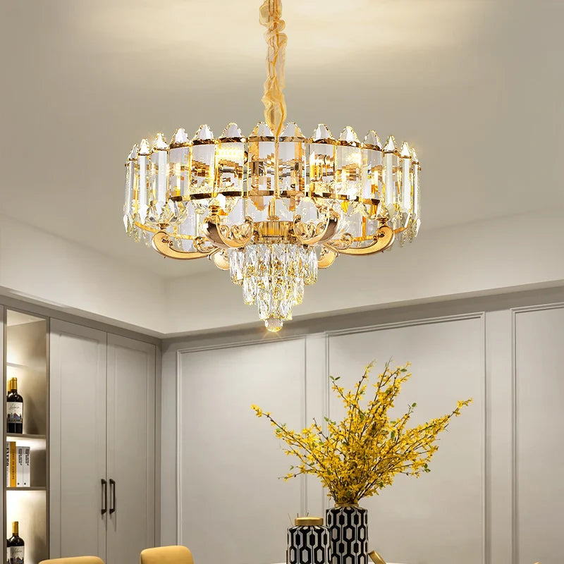 Axyaa Crystal Chandelier: Luxury LED Pendant Lamp for Living, Dining & Bedroom