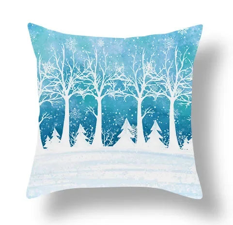 Axyaa Blue Ornament Pillowcase: Festive Home Decor Cushion Cover for Christmas & New Year
