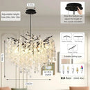 Axyaa Round Black Crystal Chandelier for Living Room or Bedroom