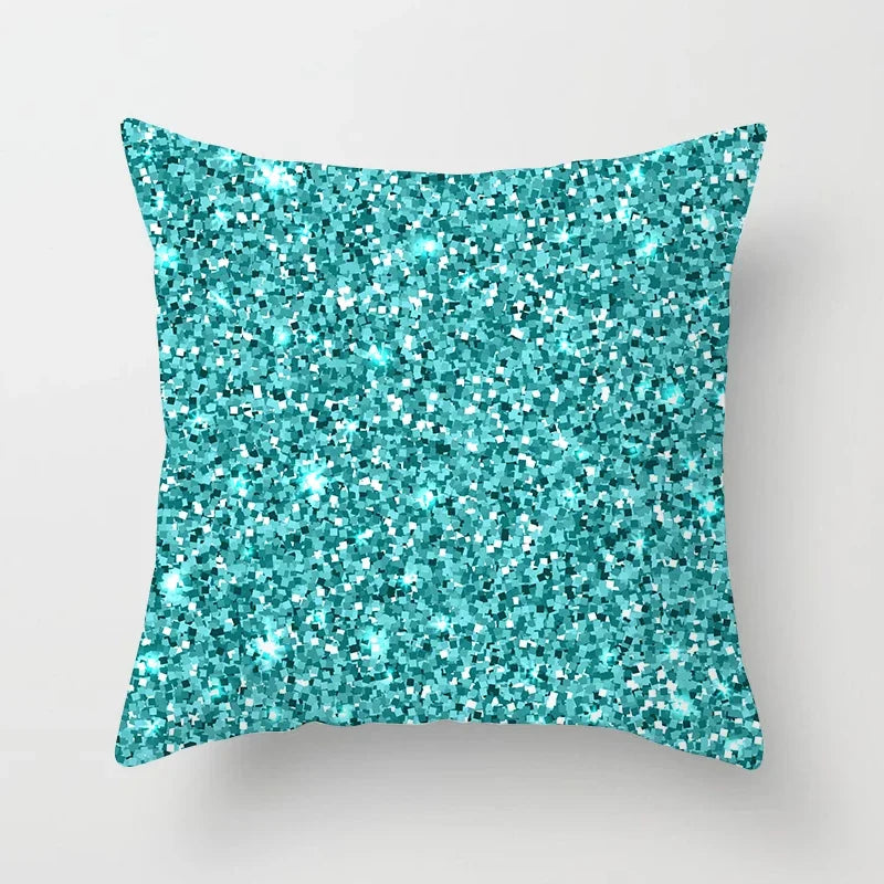 Teal Blue Flower Leaves Pattern Pillow Case for Home Decor by Axyaa
