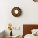 Axyaa Solid Wood Circular Wall Lamp Retro Light for Home Decor