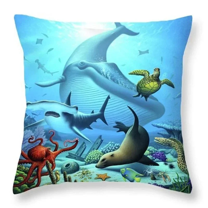 Ocean Animal Cushion Cover by Axyaa: Soft, Fashionable Home Decor Pillowcase 45*45cm
