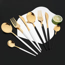 Axyaa Black Gold Stainless Steel Chopsticks Spoon Set