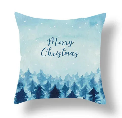 Axyaa Blue Ornament Pillowcase: Festive Home Decor Cushion Cover for Christmas & New Year