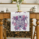 Axyaa Halloween Skeleton Floral Table Runner for Dining Room