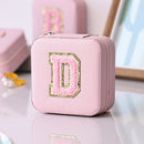 Axyaa Sequin Letter Jewelry Box with Mirror - Cute Portable Organizer Gift