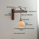 Axyaa Walnut Wood LED Wall Lamp with Switch, Ceramic Japan Style, Interior Living Room Light