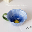 Axyaa Flower Shape Ceramic Coffee Cup Pair Office Home Mug