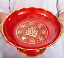 Axyaa Buddha Fruit Tray | Household Red Offering Tray | Flat Bottom Tribute Tray