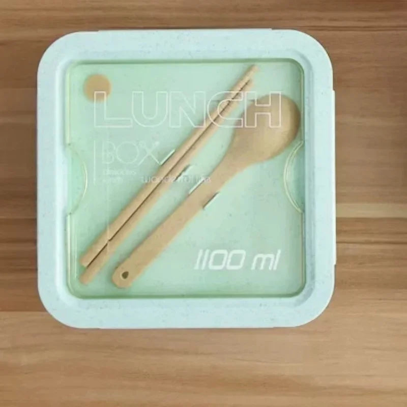 Axyaa Wheat Straw Lunch Box with Lid - Portable Bento Box for Students