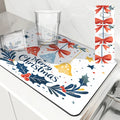 Christmas Bells Drying Mat: Absorbent Dish & Cup Placemat by Axyaa