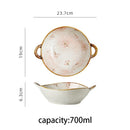 Axya 700ml Japanese Flowers Noodle Bowl - Ceramic Soup Salad Pasta Kitchen Tableware