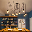 Axyaa Black Spider Chandelier: Vintage Industrial Pendant Light for Farmhouse Dining Room