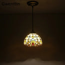 Axyaa Tiffany Glass Pendant Lamp: Elegant Ceiling Chandelier for Home Decor