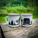 Axyaa Enamel Campervan Mug 11oz - Family Camping Milk Cup - Father Beer Mug