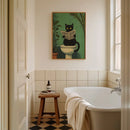 Funny Black Cat Wall Art Canvas Print by Axyaa - Retro Animal Toilet Poster