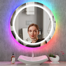 Axyaa LED Round Bathroom Mirror with Smart Anti-fog & RGB Backlit Colors