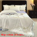 Axyaa Embroidered Silk Lace Summer Quilt Set