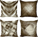 Axyaa Geometric Brown & Taupe 50x50 Pillow Cover Set for Modern Autumn Home Decor
