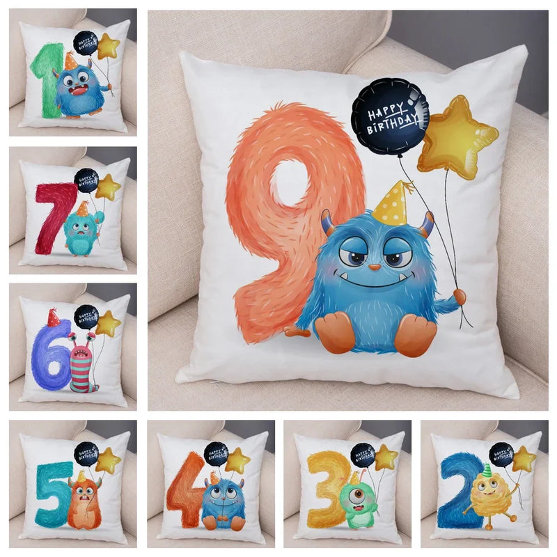 Axyaa Nordic Monster Pillow Case 45x45cm Decor for Happy Birthday Theme