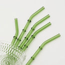 Axyaa 11Pcs Green Glass Straws Set with Brush - High Borosilicate Drinkware