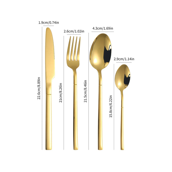 Axyaa Gold Stainless Steel Cutlery Set - Knife, Fork, Spoon - Home Restaurant Hotel Party