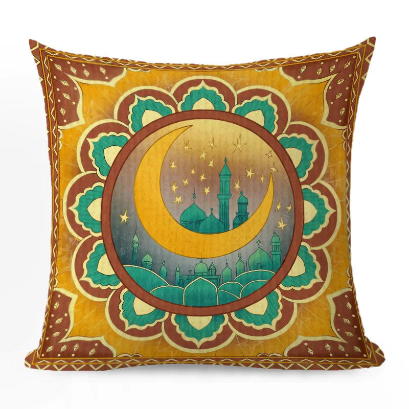 Axyaa Short Plush Moon Printed Cushion Cover 45x45cm - Home Sofa Decor Pillowcase