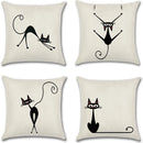 Axyaa Vintage Black Cat Cushion Cover - Cozy Home Decor Accent