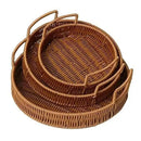 Axyaa Handwoven Rattan Basket with Handle - Food Storage Tray, Wicker Storage Organizer