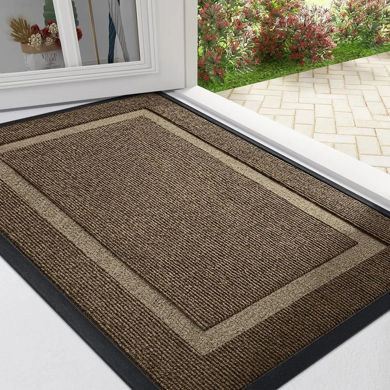 Axyaa Rubber Indoor Outdoor Entryway Mat Easy Clean Low Profile Fade Resistant Mats
