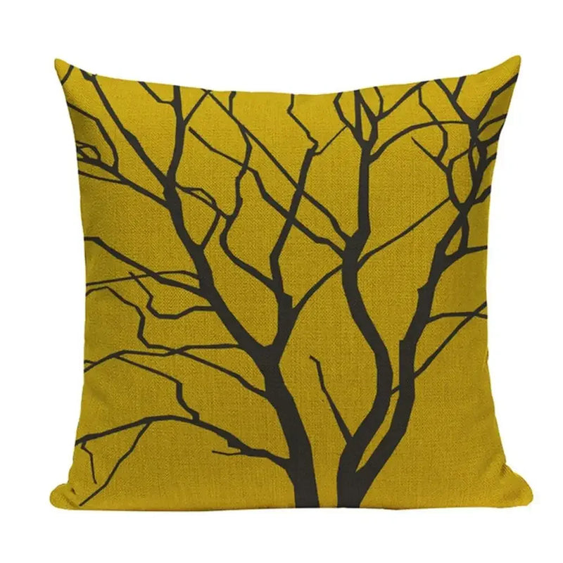Axyaa Yellow Geometric Linen Pillow Case 45*45cm