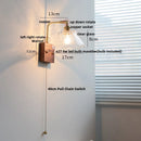 Axyaa Clear Glass LED Wall Light Fixture Walnut Bedside Lamp