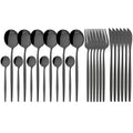 Axyaa Pink Gold Stainless Steel Cutlery Set - 24Pcs Mirror Dinnerware Flatware