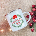 Axyaa Custom Name Wreath Enamel Mug - Christmas Family Party Coffee Wine Cup