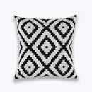 Axyaa Navy/White Embroidered Quatrefoil Pillow Cover 45x45cm Square Canvas Cotton