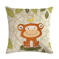 Axyaa Cartoon Animal Linen Throw Pillow Cover Home Sofa Bed Decoration 45*45cm