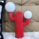 Axyaa Creative Cactus Table Lamp, French Cream Resin Night Light for Living Room